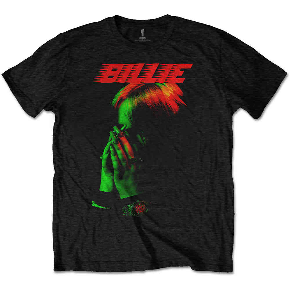 Billie Eilish Hands Face Herren T Shirt Schwarz Attitude Deutsch